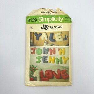 Simplicity Alphabet Jiffy Pillows 1970s Sewing Pattern 8139 Craft Decor Puffy